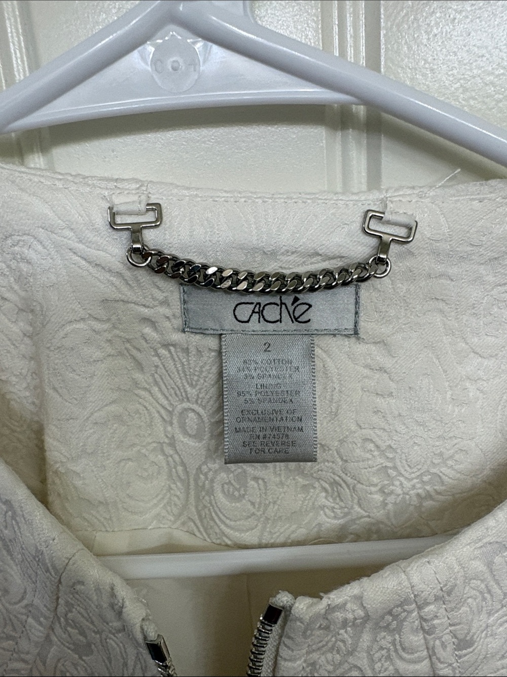 Cache White Embossed Zip-Front Blazer - Picture 3 of 11